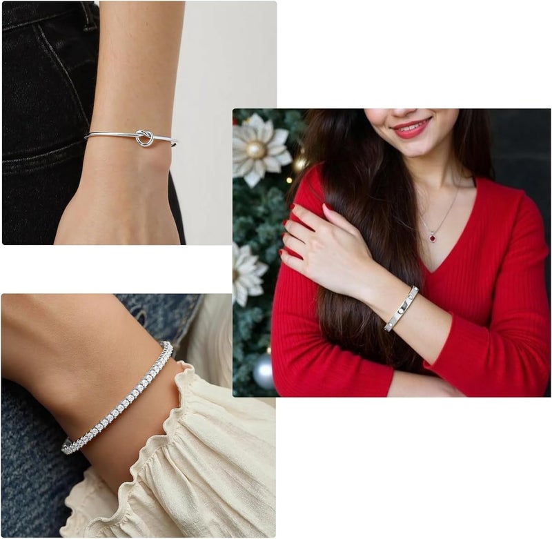 FAFUGA 18 K Gold Plated Love Bangle Bracelet Stack Cuff Jewelry for Women Jewelry Set for Women Gift with Box - Image 5